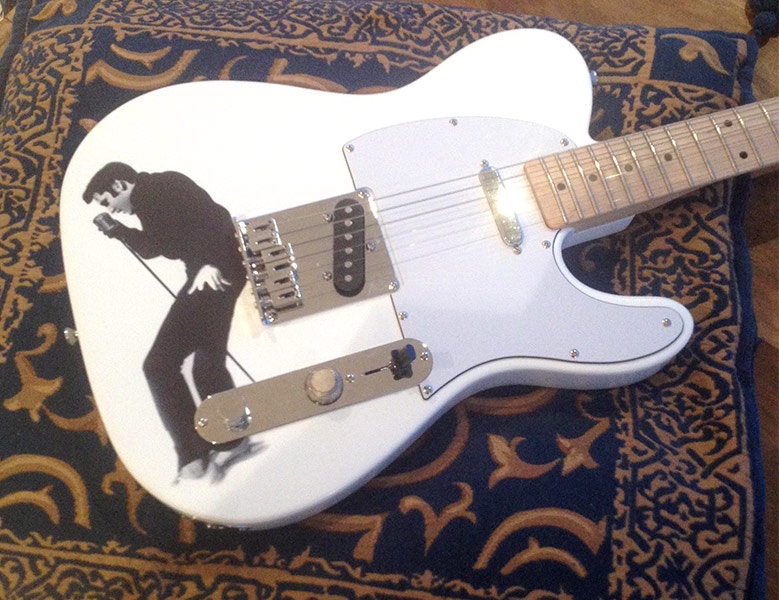 Custom Painted Elvis 50’s Rocker Guitar: Fender Squire Telecaster 50’s Presley Gift Custom Painted Elvis 50’s Rocker Guitar: Fender Squire Telecaster 50’s Presley Gift